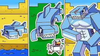 I Survived 100 DAYS as a LAND SHARK in HARDCORE Minecraft!