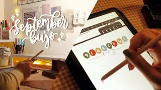 digital bujo with me! // september monthly journal using tab s6 lite🌻 (free template & stickers)