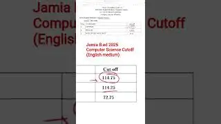Jamia B.ed 2025 Computer Science Cutoff (English Medium) 