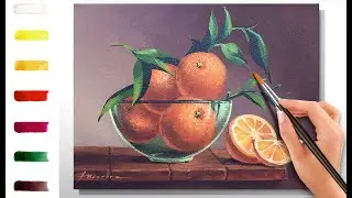 Oranges / Tangerines. How to paint fruits 🎨ACRYLIC tutorial DEMO