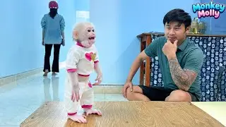Unbelievable! Smart Monkey Molly obediently stayed home with him for the first time