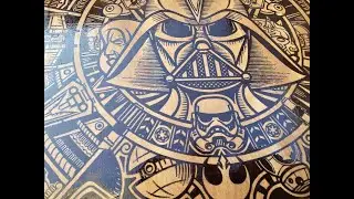 Star Wars  אומנות בעץ-- מייפל משובץ מהגוני ( קרש לחיתוך בשר)