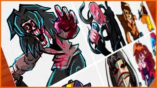 Drawing Friday Night Funkin | Trepidation 1.5 VS Jeff The Killer | Slender man, Masky, Hoddie | FNF