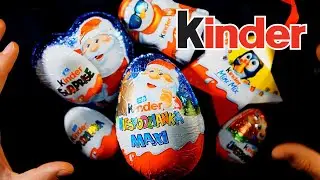 ASMR Opening Kinder Surprise Eggs (Christmas edition - no talking)
