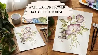 step by step watercolor flowers tutorial ✿ learn to paint a floral bouquet!