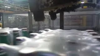 Паллетайзинг стеклобутылки в термоупаковке