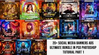20+ Social Media Banners ADS Bundle  Photoshop Tutorial Part 1