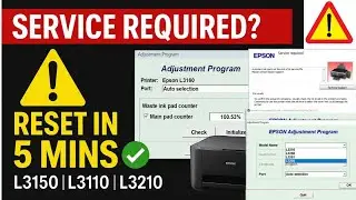 Epson L3150 L3110 L3210 L3250 Waste Ink Pad Reset | Fix Service Required Error at Home
