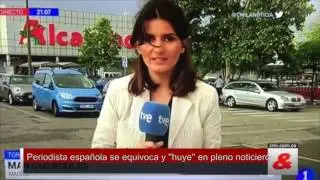 Periodista española se equivoca y ''huye'' en pleno noticiero