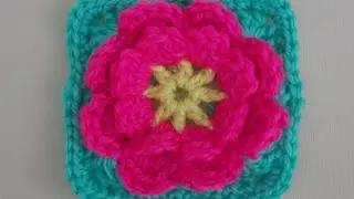 Flower Granny Square Crochet Tutorial - Flower can be made seperately