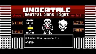 No hit UNDERTALE Neutral Run Sans Fight phase 3