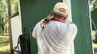 Installing a new exterior outlet for a WiFi extender.