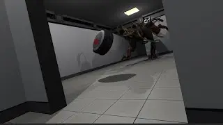 SCP-422 Patchwork Monster chasing a tech bot