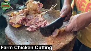 Excellent Farm chicken cutting skills by butcher | Poultry Chicken cutting skills