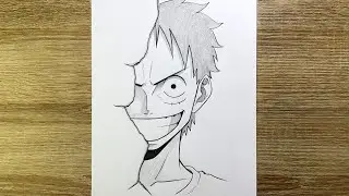 How to draw Luffy from One Piece step by step | Easy anime drawing tutorial for beginners