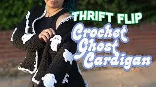Transform any Cardigan in a Halloween Granny Cardigan! - Using Ghost Crochet Appliqués!