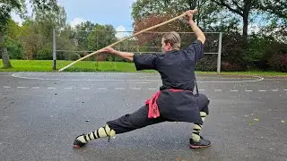 backview: Shaolin Shao Huo Gun 少林烧火棍 Fire Staff  Taolu - He Yong Gan Martial Arts
