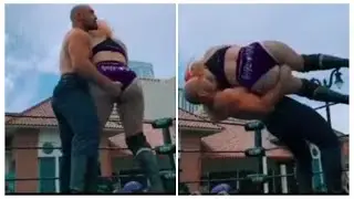 sexy wrestling | Knock her in the ass while wrestling
