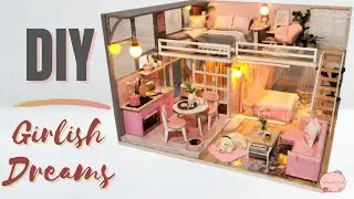DIY Miniature House: Girlish Dream ( two bedroom loft apartment with lights)