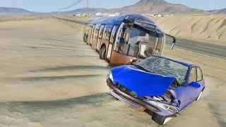 Desert Road Bus Accident - BeamNG.Drive