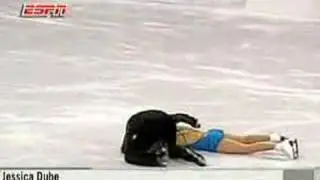 Jessica Dube gets hit by ice skate