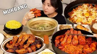Cooking Mukbang :) Spicy braised chicken stew loaded with four drumsticks, Cheese fried rice.
