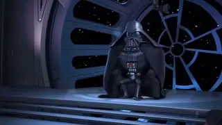Darth Vader falls out of a chair and dies