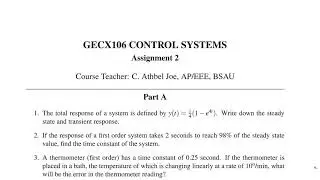 Solution of Problems on Time Domain and Frequency Domain Analysis