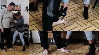 Trying not to scream as she stomps on my foot...