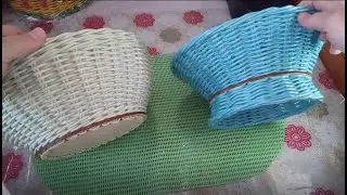 Фруктовница на ножке из газетный трубочек (бумажной лозы)