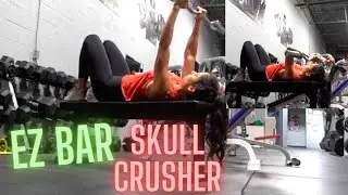 Ez Bar Skullcrusher / Triceps Exercises For Women / Barbell Skull Crushers Bikini Fit