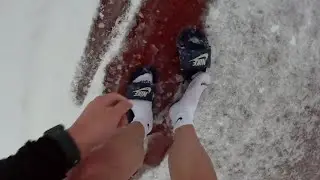 Running Four Miles in the snow... in slides (Sandals)