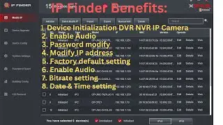 CPPLUS IP Finder. How to use IP Finder to Initialize, Modify password, Enable Audio, Factory Default