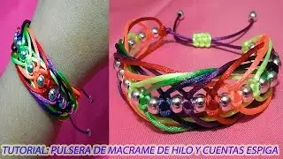 How to make a bracelet with knots, thread, beads macrame bifurcated rainbow tutorial diy