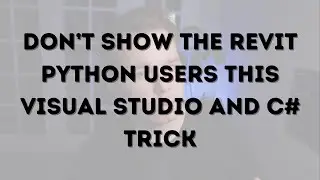 Don't Show the Revit Python Users this C# Visual Studio Trick