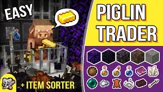EASY Piglin Trader with Item Sorter | Minecraft Farm Tutorial | BEDROCK MCPE XBOX PS SWITCH