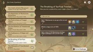 The Breaking of Surface Tension - Score 5530 - Fayz Trial: Hypothesis | Genshin Impact Event