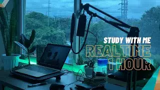 STUDY WITH ME : Real Time 1 HOUR with Light Music : POMODORO SESSION