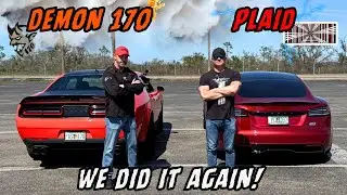 Tesla Plaid vs Demon 170 - Monster Rematch!  Impossible for the Demon to Win?