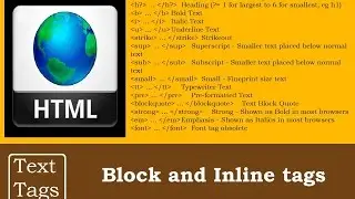 Block and Inline tags Text Tags | HTML Programming Tutorials for beginners