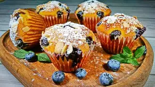 Cottage cheese muffins with blueberries and almonds. Prepare quickly and easily. My kitchen recipes