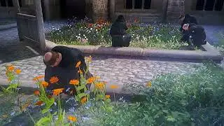 Monjes trabajando en el jardín botánico del monasterio kingdom come deliverance 🎍😊💪