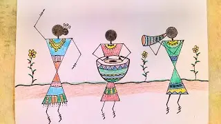 Warli Art Drawing Tutorial / Warli Art / Tribal Art Drawing / Warli Art Drawing step by step / Art