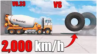 BeamNG Drive | V0.33 | Angry Tire VS Gavril T Concrete Mixer at 2000 km/h ( #15 ) | car torture