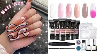 EXTRA LONG SQUARE POLYGEL NAILS + NAIL ART! TRYING MODELONES POLYGEL KIT | Nail Tutorial