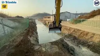 Korea smart construction Trimble 3D 개거터파기 폭 6m 정확한 레벨ing.