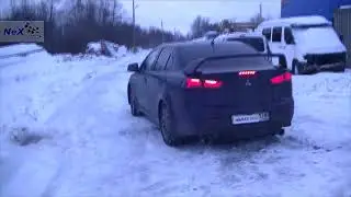 NEX® Mitsu Lancer X Restyle.ЭКСКЛЮЗИВ. Глушитель раздвоенный & насадки Ø101 мм. & Накладка Evo-style