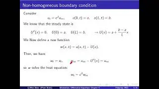 V9-5: Heat equation with non-homogenous boundary conditions, Elementary Differential equations.