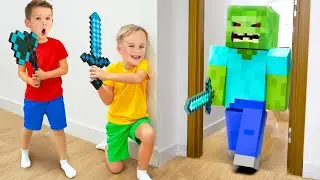 Chris and Michael play Minecraft in Real Life!