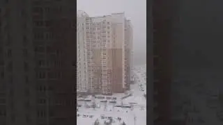 Гроза и молния зимой в метель